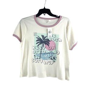 No Comment NWT Gardena Kids Graphic Tee "The Beach Keep On Dreaming" White XL